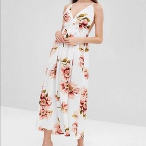Slit Floral Criss Cross Maxi Dress